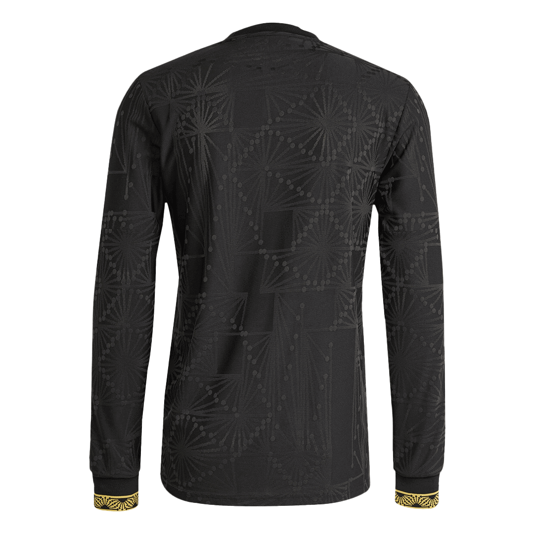 Mexico Third Away Player Version Long Sleeve Soccer Jersey 2025 Black - Gold Cup