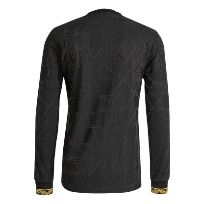 Mexico Third Away Player Version Long Sleeve Soccer Jersey 2025 Black - Gold Cup