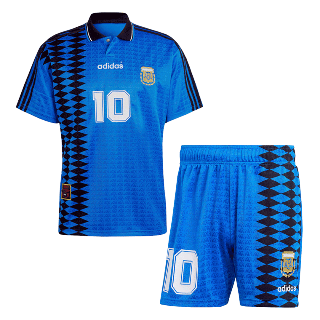 Argentina #10 Away Retro Football Jersey Kit (Jersey+Shorts) 1994