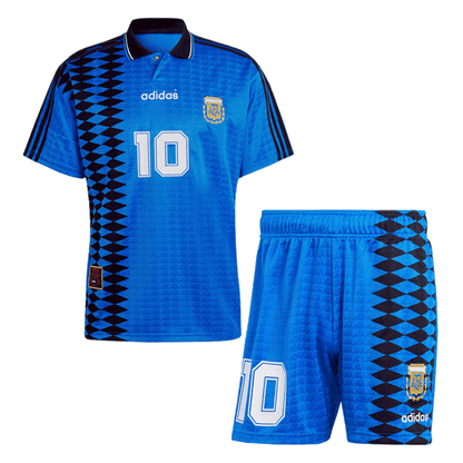 Argentina #10 Away Retro Football Jersey Kit (Jersey+Shorts) 1994