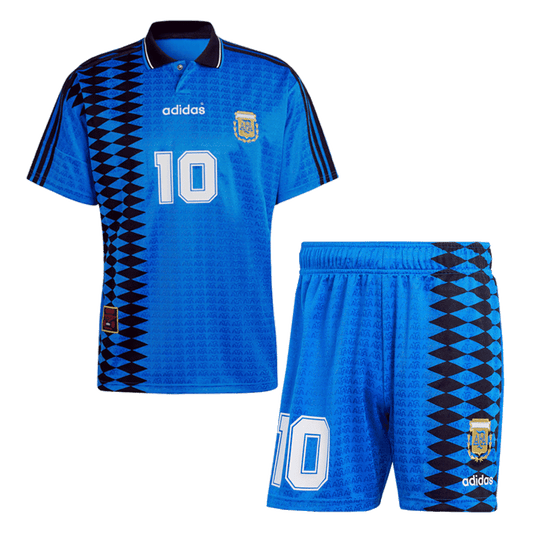 Argentina #10 Away Retro Football Jersey Kit (Jersey+Shorts) 1994