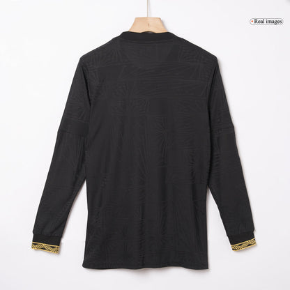 Mexico Third Away Player Version Long Sleeve Soccer Jersey Kit (Jersey+Shorts) 2025 Black - Gold Cup