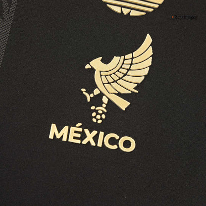 Mexico Third Away Player Version Soccer Jersey Kit (Jersey+Shorts) 2025 Black - Gold Cup