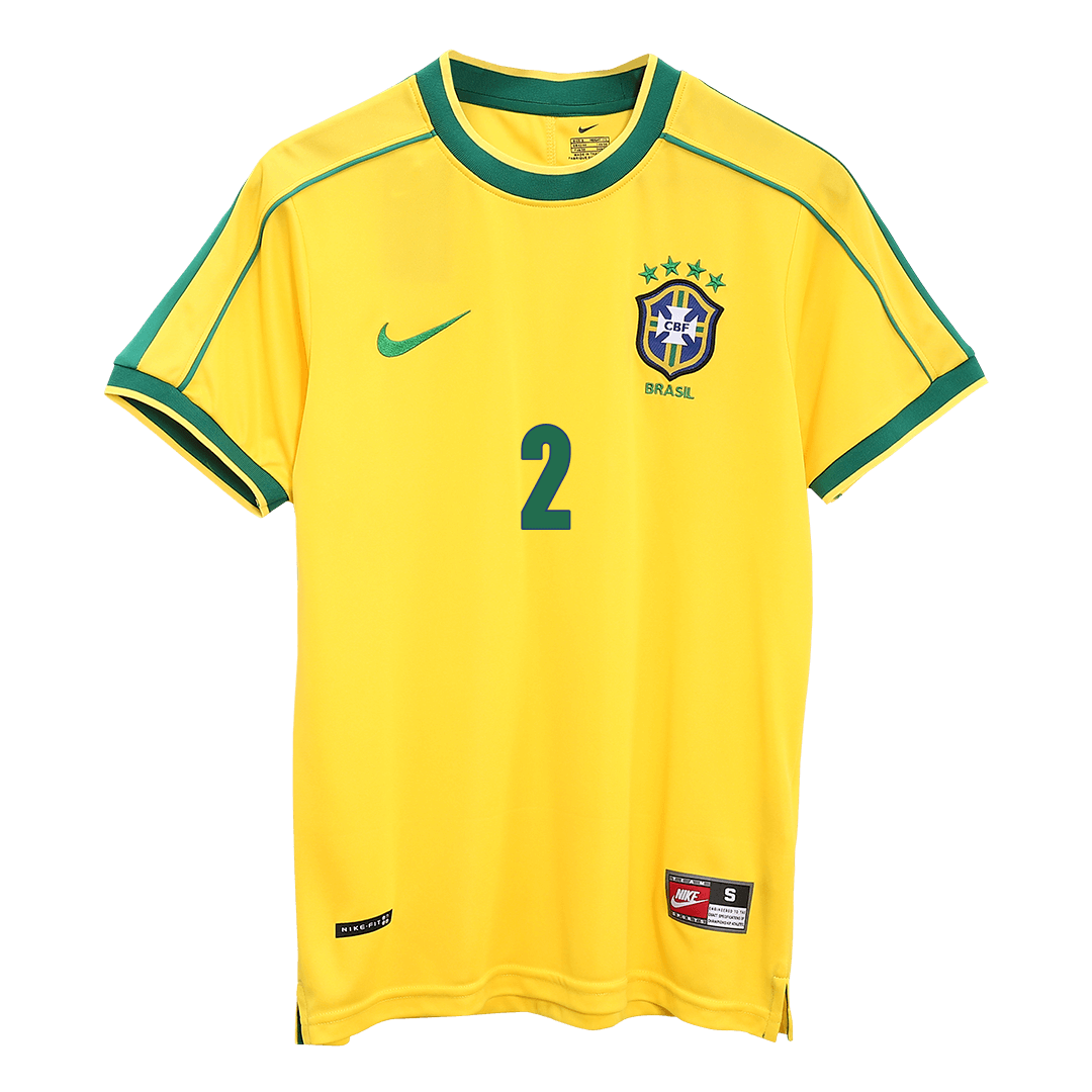 CAFU #2 Retro 1998 Brazil Home Football Jersey - World Cup