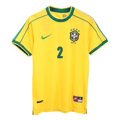 CAFU #2 Retro 1998 Brazil Home Football Jersey - World Cup