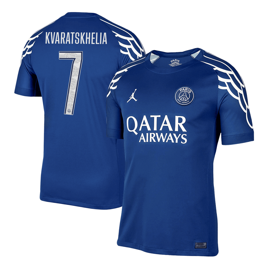 KVARATSKHELIA #7 PSG Fourth Away Soccer Jersey 2024/25 Navy - UCL