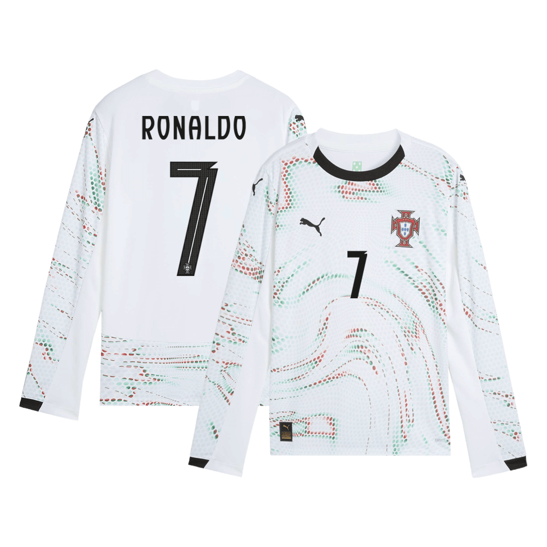 RONALDO #7 Portugal Away Long Sleeve Football Jersey 2025 White