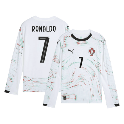 RONALDO #7 Portugal Away Long Sleeve Football Jersey 2025 White
