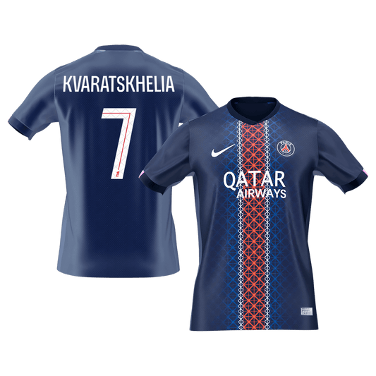 KVARATSKHELIA #7 PSG Home Soccer Jersey 2025/26