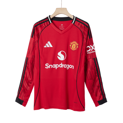 Manchester United Home Long Sleeve Soccer Jersey 2025/26