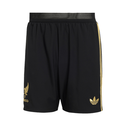 Mexico Third Away Player Version Soccer Jersey Kit (Jersey+Shorts) 2025 Black - Gold Cup