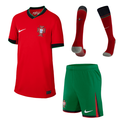 Portugal Kid's Home Football Jersey Kit (Jersey+Shorts+Socks) Euro 2024
