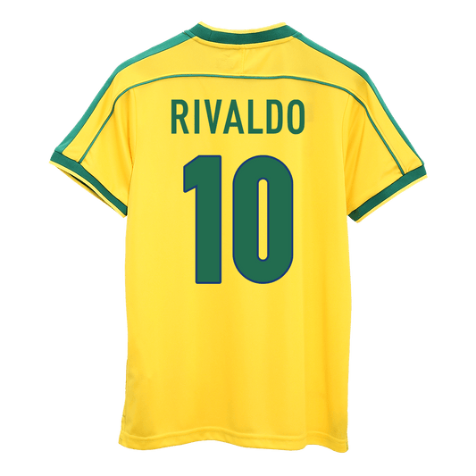 RIVALDO #10 Retro 1998 Brazil Home Football Jersey - World Cup