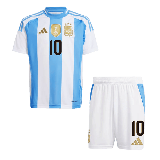MESSI #10 Argentina Kid's Home Football Jersey Kit (Jersey+Shorts) 2024