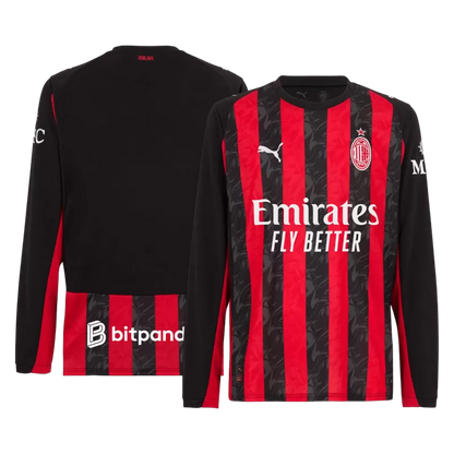 AC Milan Home Long Sleeve Soccer Jersey 2025/26