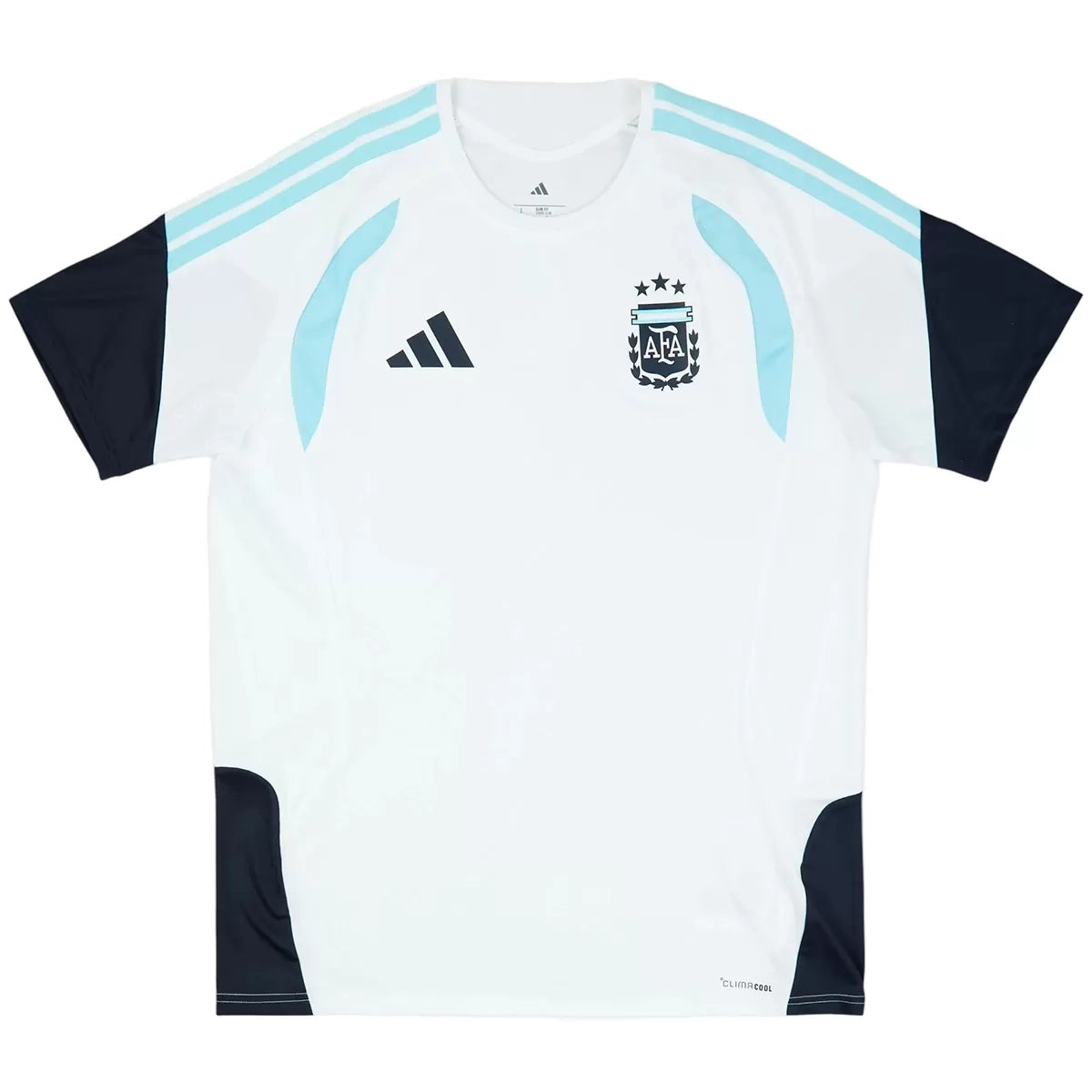 Maillot de football blanc d'avant-match de l'Argentine pour la Coupe du Monde 2026