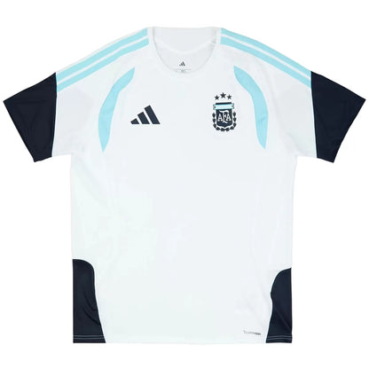 Maillot de football blanc d'avant-match de l'Argentine pour la Coupe du Monde 2026