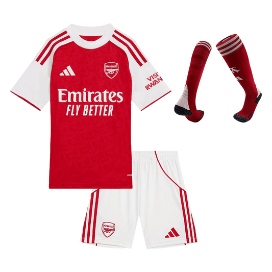 Equipación completa de fútbol para niños del Arsenal 2025/26 - Camiseta + Pantalón corto + Medias