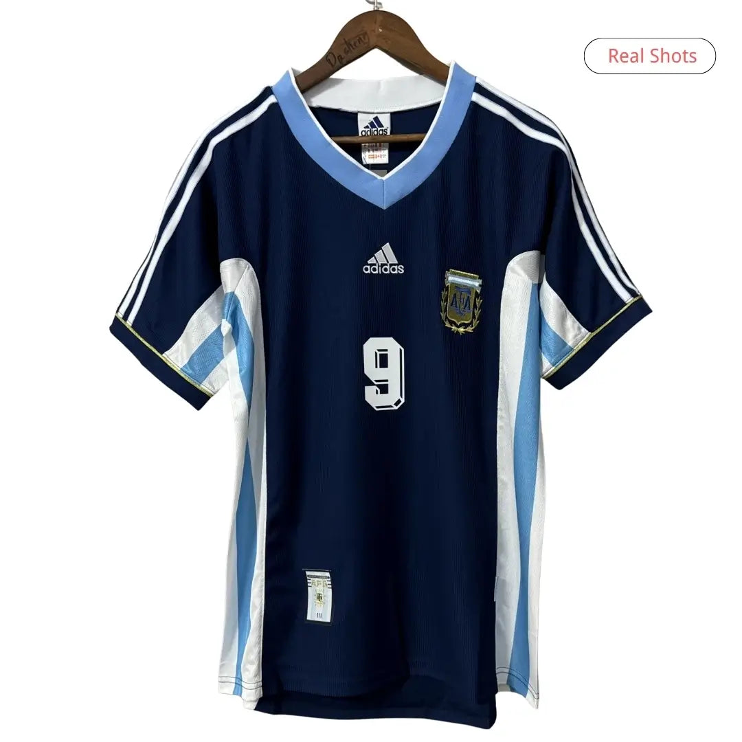 Camiseta de fútbol retro de visitante de BATISTUTA #9 Argentina 1998