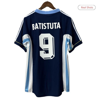 Camiseta de fútbol retro de visitante de BATISTUTA #9 Argentina 1998