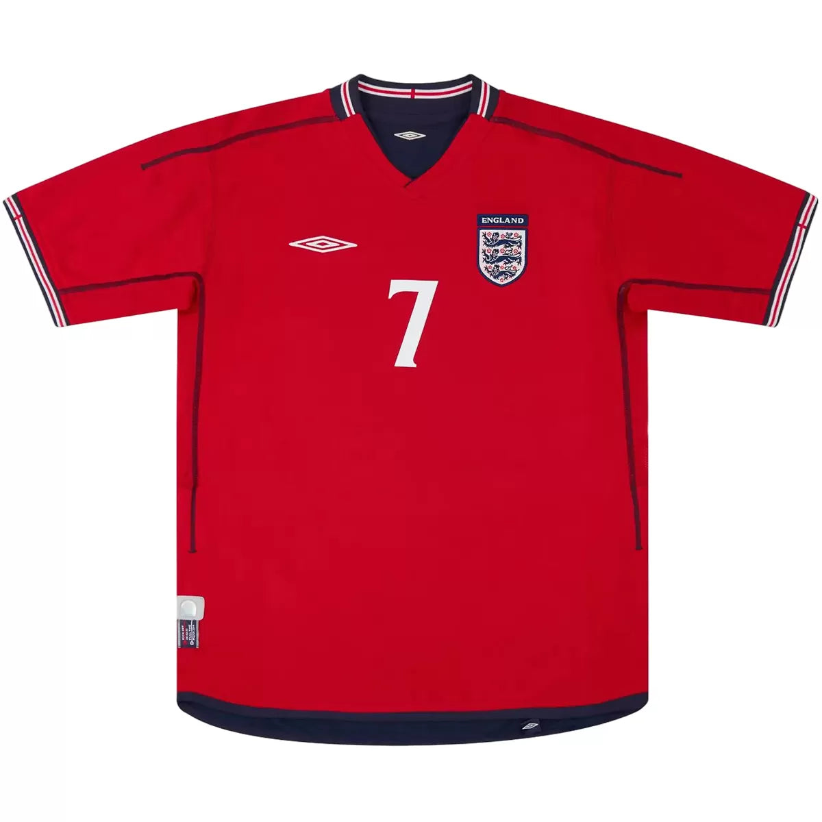 BECKHAM #7 Camiseta de fútbol retro de Inglaterra, visitante, Mundial 2002