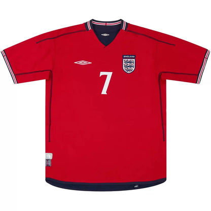 BECKHAM #7 Camiseta de fútbol retro de Inglaterra, visitante, Mundial 2002