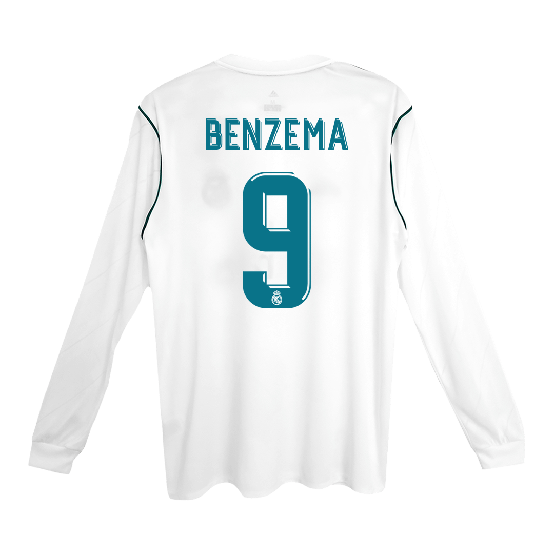 Camiseta de fútbol de manga larga BENZEMA #9 Retro 2017/18 Real Madrid (local)