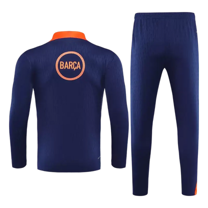 Chándal infantil Barcelona con cremallera de 1/4, temporada 2025/26, negro y naranja