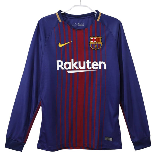 Barcelona 2017/18 Home Long Sleeve Retro Soccer Jersey