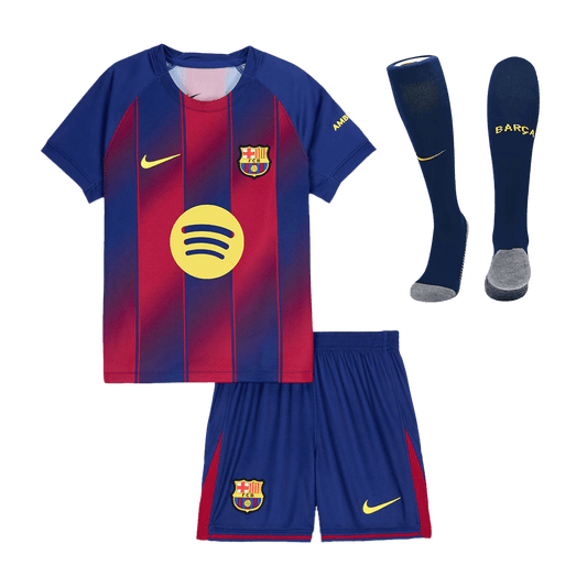 Barcelona Kid's Home 2025/26 Full Kit - Jersey+soccer shorts+socks