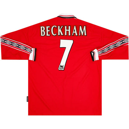 Beckham #7 Manchester United 1998/99 Home Long Sleeve Retro Jersey