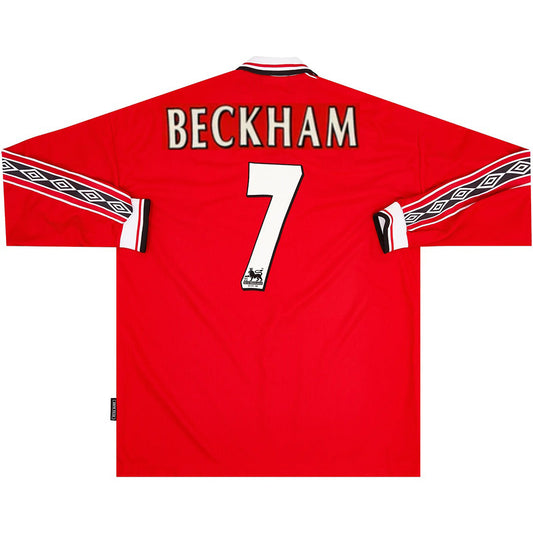 Beckham #7 Manchester United 1998/99 Home Long Sleeve Retro Jersey