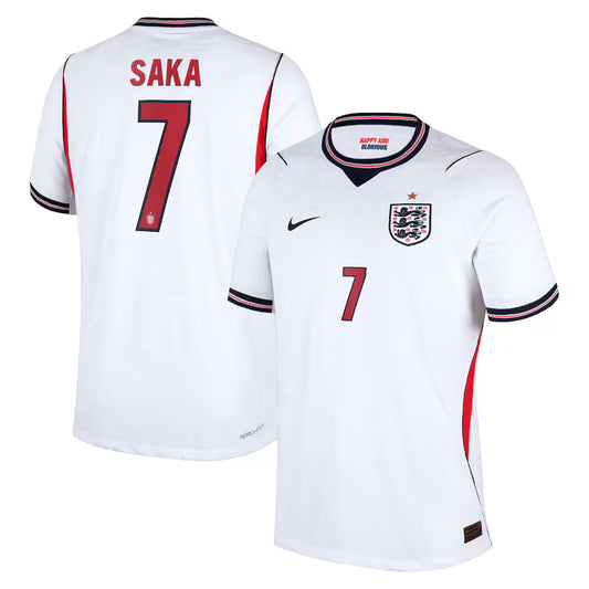Maillot de football domicile version joueur Saka #7 Angleterre Coupe du Monde 2026