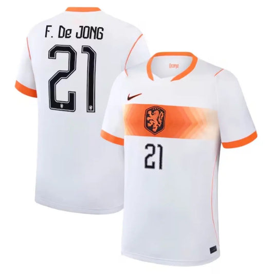 F. De JONG #21 Países Bajos Camiseta de Fútbol de Visitante Copa del Mundo 2026