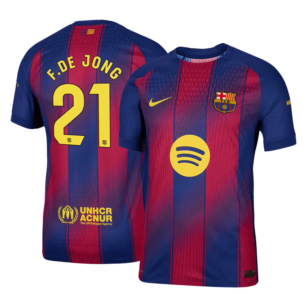 Camiseta de fútbol F. DE JONG #21 del FC Barcelona, ​​versión jugador local, temporada 2025/26