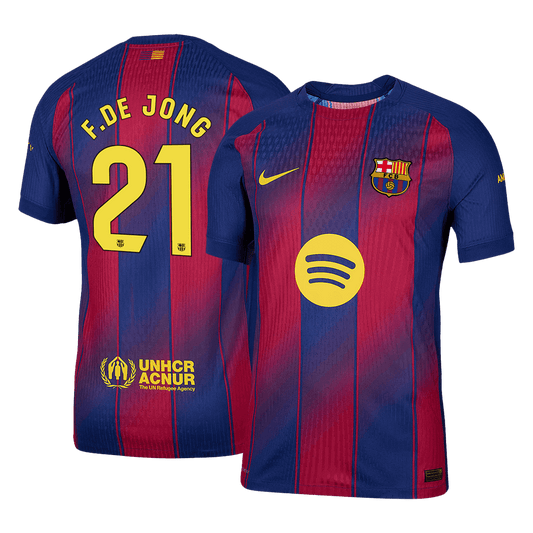 F.DE JONG #21 Barcelona Home Player Version Soccer Jersey 2025/26