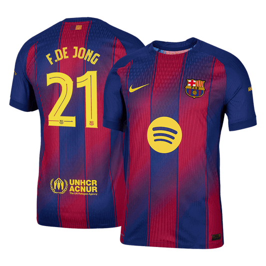 F.DE JONG #21 Barcelona Home Player Version Soccer Jersey 2025/26 - UCL