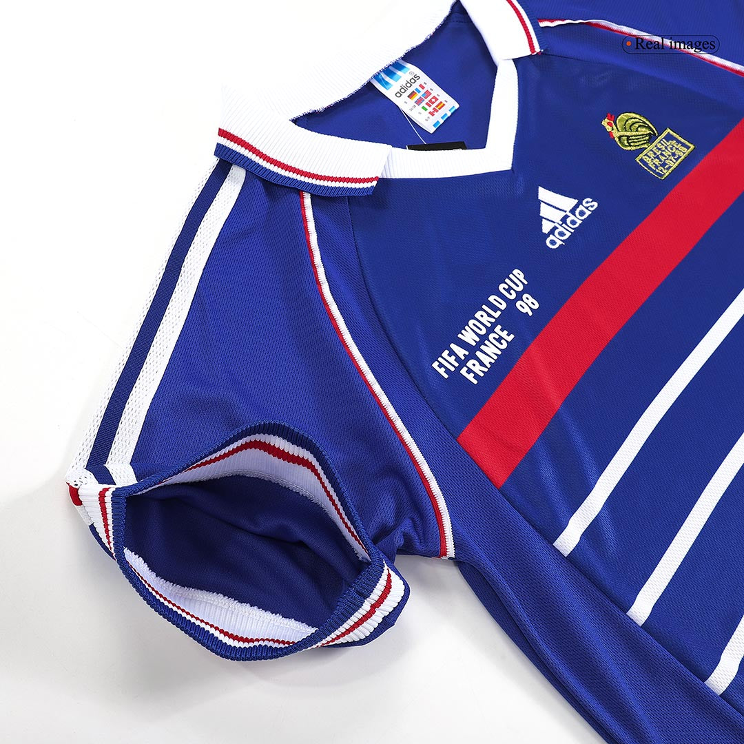 Maillot de football rétro domicile de la France pour la Coupe du Monde 1998