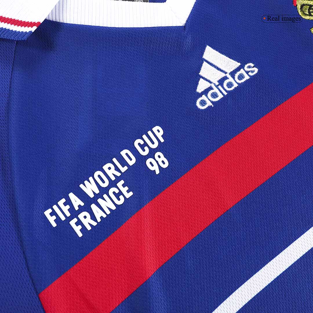 Maillot de football rétro domicile de la France pour la Coupe du Monde 1998