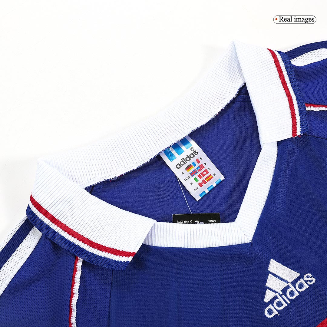 Maillot de football rétro domicile de la France pour la Coupe du Monde 1998