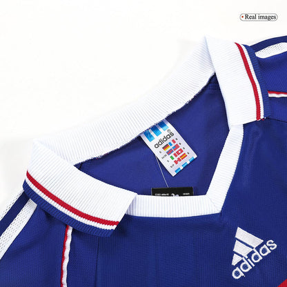 Maillot de football rétro domicile de la France pour la Coupe du Monde 1998