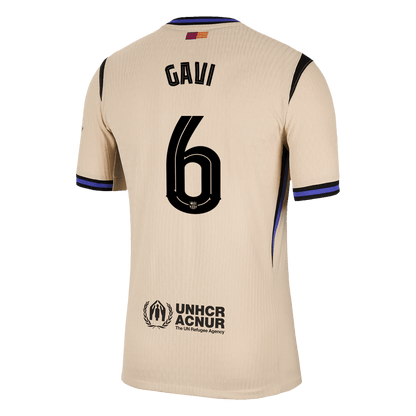 Camiseta de fútbol GAVI #6 del Barcelona, ​​versión visitante, temporada 2025/26 - Champions League