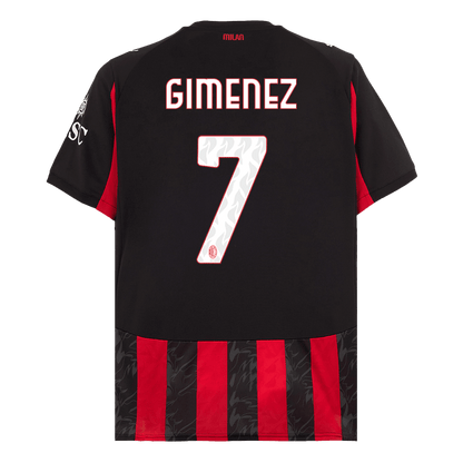 Camiseta de fútbol del AC Milan número 7, local, temporada 2025/26, roja y negra, de Giménez.