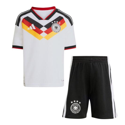Conjunto de camiseta y pantalón corto de la selección alemana para niños, ideal para la Copa Mundial de la FIFA 2026.