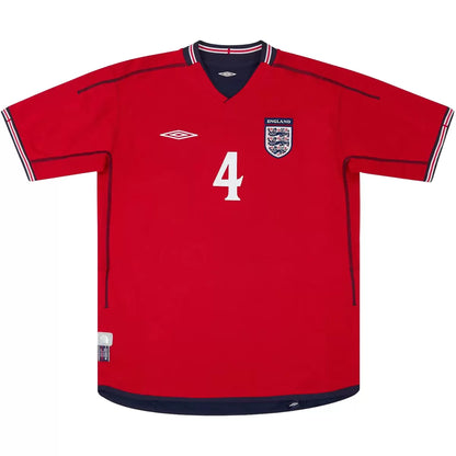 Maillot de football rétro extérieur Angleterre Gerrard #4 Coupe du Monde 2002