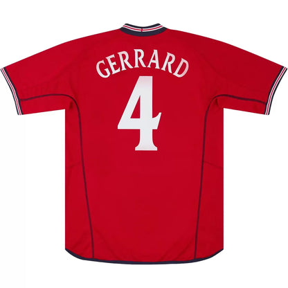 Maillot de football rétro extérieur Angleterre Gerrard #4 Coupe du Monde 2002