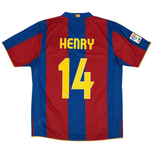 Henry #14 Barcelona 2007/08 Retro Home Soccer Jersey
