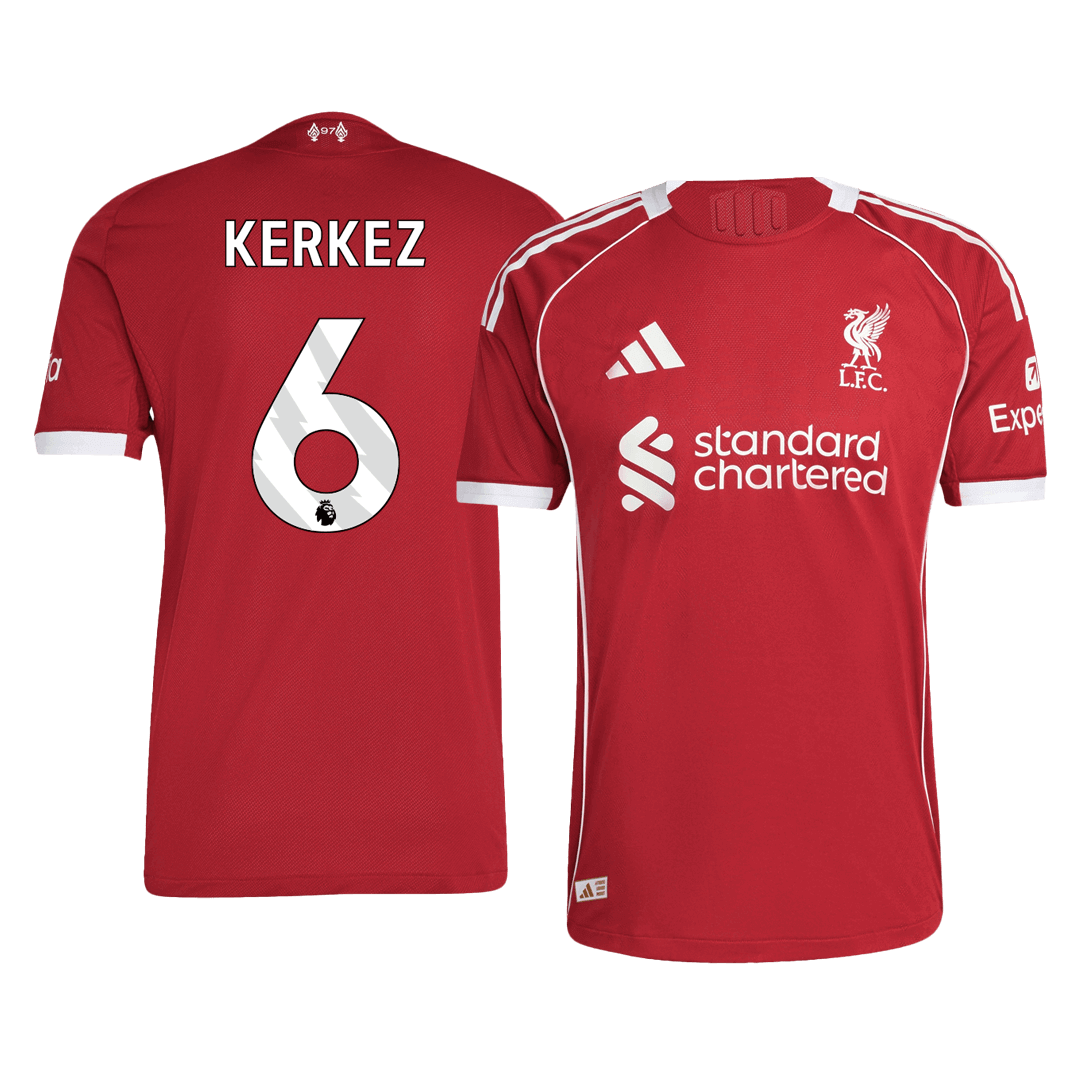 Maillot domicile Liverpool KERKEZ n°6, version joueur, saison 2025/26