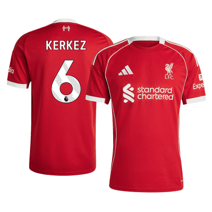 Camiseta de fútbol del Liverpool KERKEZ #6, local, temporada 2025/26