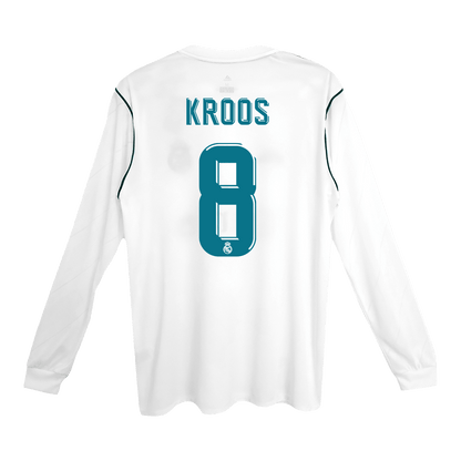 Camiseta de fútbol de manga larga KROOS #8 Retro 2017/18 Real Madrid Local